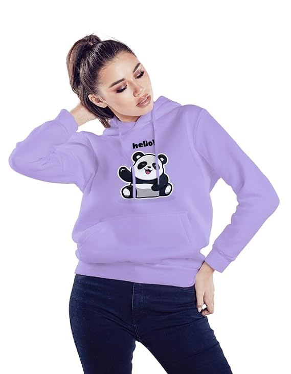 Image of Women's Printed Fleece Hoodie Sweatshirt | Soft Warm Winter Hooded Top for Women & Girls