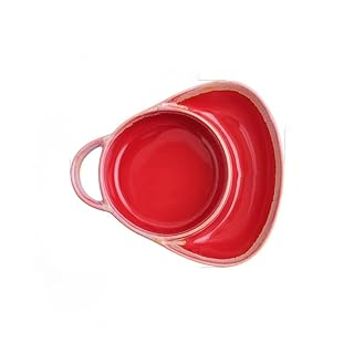 HoldOneLight 2-in-1 Retro Ceramic Serving Bowl with Handle | Soup & Sandwich Combo Plate, Microwave & Dishwasher Safe Cereal & Salad Bowl