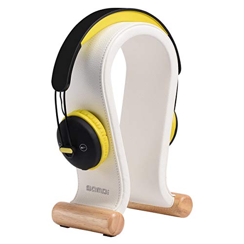 SAMDI Support Casque, Universel Support pour Casque - Cuir Socle pour Gaming Headse - Blanc
