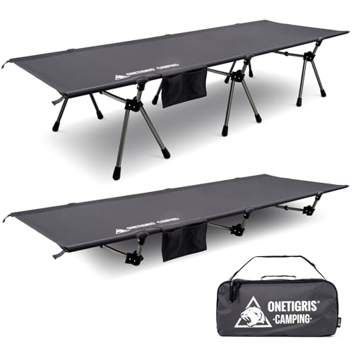 ONETIGRIS SUPRANUBIS - Cuna de campamento, altura ajustable con extensores de patas de cuna, soporte fuerte de 330 libras, cama plegable portátil para camping, senderismo, viajes, camión, playa