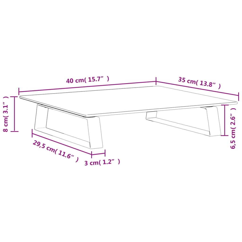 Supporto per monitor nero in vetro temperato e metallo, 40 x 35 x 8 cm, ergonomico, rialzo per PC, laptop, notebook, tablet, salvaspazio, con organizer per ufficio, home office, gaming