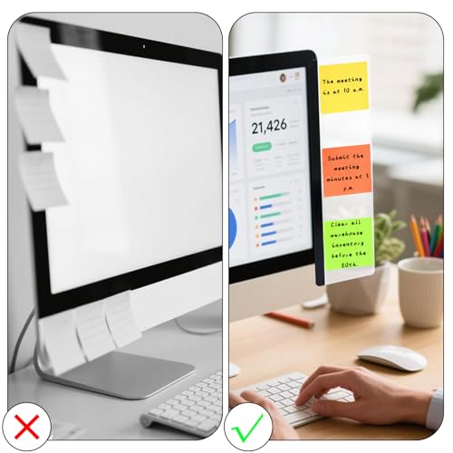 2 Stück Memoboard für Monitor Büro Schreibtisch Zubehör Computer Haftnotizenhalter Computer Memoboard Nachrichtentafel Bürobedarf für Damen und Herren