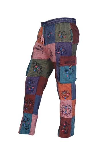 Mens Light Weight Hippie Patchwork Pants2