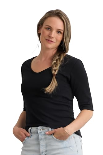 Women's Luxe Organic Pima Cotton V-Neck Half Sleeve Top