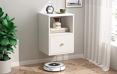 Tepledge Floating Nightstand With Motion Sensor Light Wall Mounted Shelf With Drawer And Open Storage Shelf #TOP6