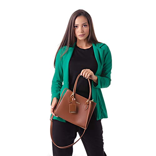 Bolsa Feminina Dhaffy Marrom, Divisórias, Alça de Mão e Transversal cor:marrom;tamanho:M