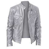 veste homme hiver blouson UHouse Blouson Moto Homme Vêtements Cuir Bomber Pour Hommes Vetement Cowboy Bombers Blousons Steampunk Veste Chic Automne Hiver Legere Argent 5XL