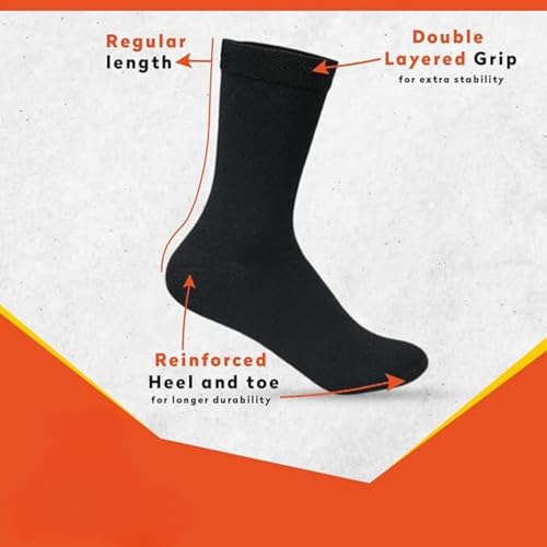 Image of Pure Cotton And Smell Free Men & Women Regular Formal Black Calf length combo Socks Anti-Slip | Sweat Absorbent | School socks | office socks | Sports | Running & Hiking