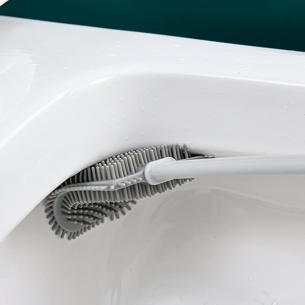 Szczotka WC Uchwyt do szczotki toaletowej Gospodarskie Montowane naścienne WC Szczotka do czyszczenia Łazienka Silikonowa Miska WC 360 ° Brak ślepych szczotek toaletowych z okładką Szczotka łazienkowa