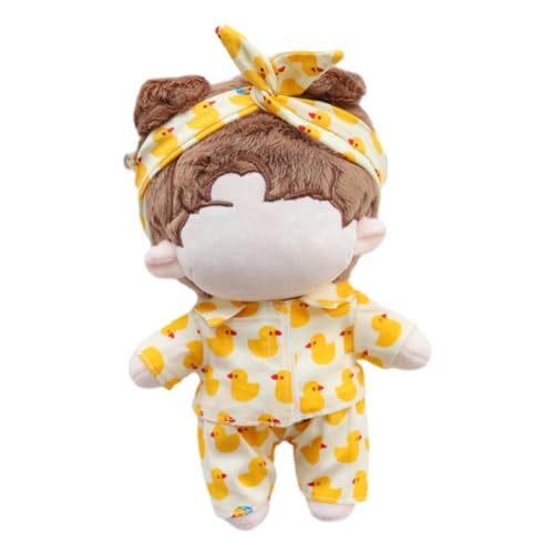 YUYAKESHI 綿人形用 かわいい 人形服 着替え パジャマ アクセサリー 人形用 ぬいぐるみ用 装飾 ヘッドバンド 3点セット(20cm綿人形用-アヒル・パジャマ)