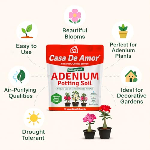 Image of Casa De Amor Organic Adenium & Desert Rose Potting Soil - Ready-to-Use, Microbe-Enriched Formula for Superior Drainage, Moisture Retention & Healthy Growth (2 KG)