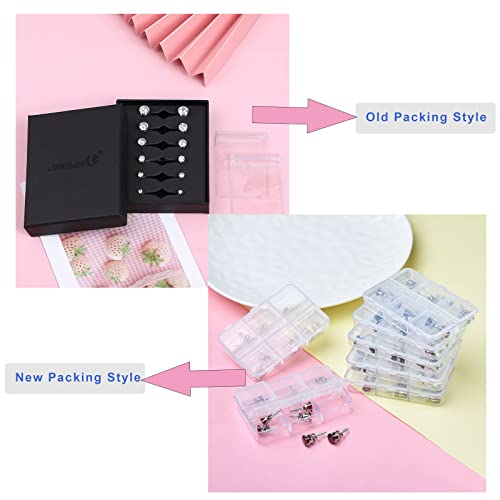 6 Pairs Stud Earrings Set,Clear Cubic Zirconia 316L Stainless Steel Earrings For Women For Men 3-8Mm White Gold #TOP5