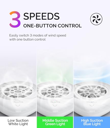 Image of MelodySusie Compact Cordless Nail Dust Collector, PProR 6000RPM Mini Nail Vacuum Fan with 3 Suction Modes and 30 Disposable Filter Papers for DIY & Daily Nail Care,White