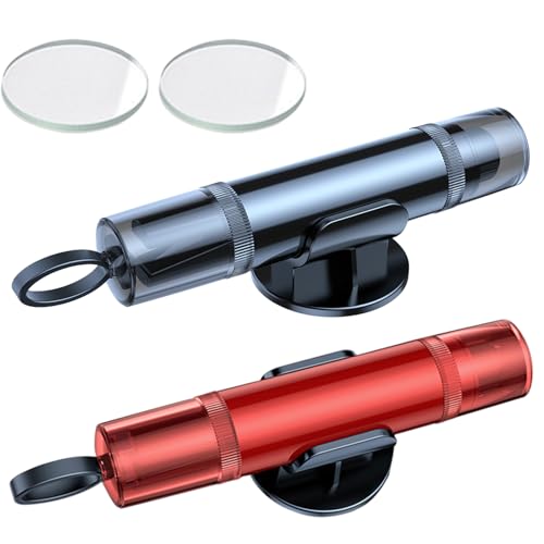 2-Pack Emergency Car Window Breaker & Seatbelt Cutter - Life Hammer with Holders & Test Glass | Tungsten Steel Tip, Underwater Use (Red/Black)