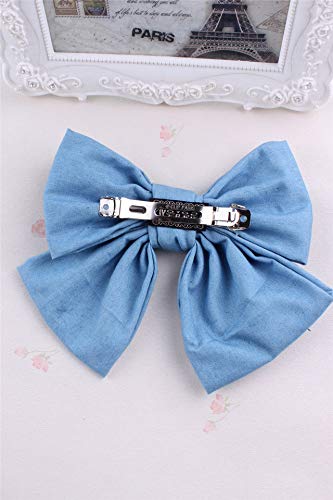 Miniatura 3 de Pinza para el pelo de mezclilla azul, con lazo para niñas, color azul, vaqueros, pasador para el pelo para niñas, lazos grandes, BW01 (azul claro)