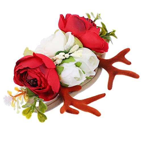 FRCOLOR 花のヘッドバンド 鹿の角 ヘアバンド 子供用 クリスマスコスチューム 角付きヘッドラップ パーティー衣装