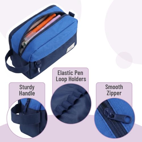 Image of Mr. Pen- High Capacity Pencil Case, Large Pencil Pouch with 3 Compartments and 2 Pockets, Large Pencil Bag with Smooth Zipper, Cute Pencil Case Pouch Organizer, School Supplies for Teens