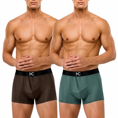 Image of MC Men's Microfiber Boxer Briefs for Men | Ultra Soft, Breathable, Stretchable Innerwear | Moisture-Wicking Trunks | Comfortable Elastic Waistband | Pack of 2