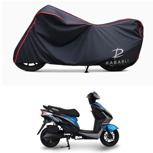 Image of Waterproof Bike Body Cover Compatible for | Ampere REO STD | Taffeta Fabric, Red Piping Design, Bottom Elastic Fit | Dustproof, Sun UV & Rain Protection for All Bikes