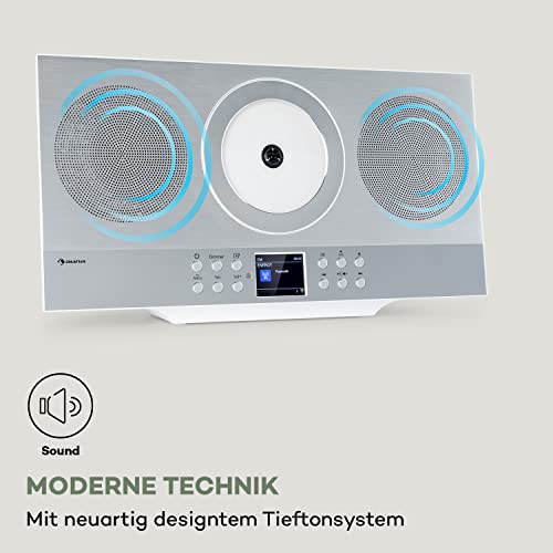 auna Silver Star Swing Vertikal Kompaktanlage - Internet Stereoanlage, DAB+ Radio mit FM-Tuner, CD-Spieler, Bluetooth, MP3, USB-Anschluss, AUX, inkl. Fernbedienung, Silber – Bild 8