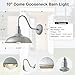 GOALPLUS 10in Dome Outdoor Gooseneck Barn Light Silver Exterior Barn Wall Lantern Farmhouse Style Outdoor Porch Wall Sconce for Patio, Yard, Garage Classic Gooseneck Lighting Fixture 1 Pack, LM2201-SV