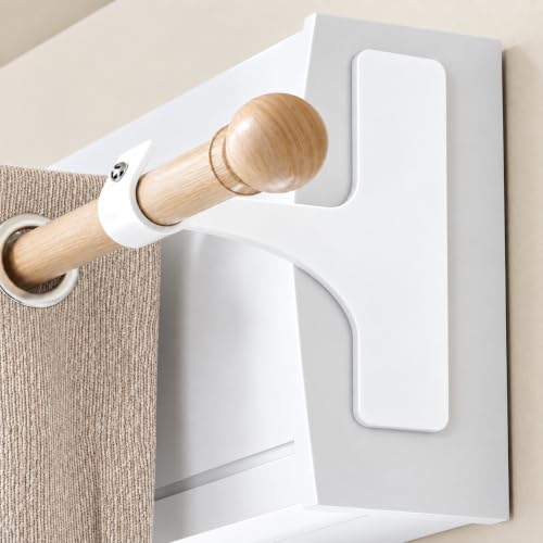 Support Tringle Rideaux Sans Perçage pour Coffre Volet Roulant - Fixation Autocollante, Convient aux Barres 19-28 mm, Lot de 2, Métal Résistant, Installation Facile