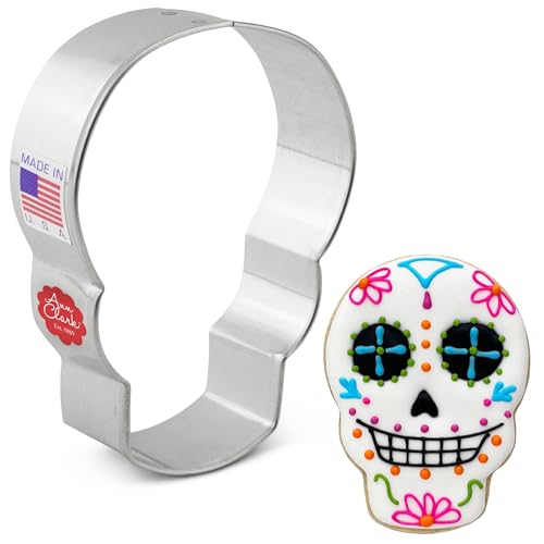 Skull Cookie Cutter Halloween Day of the Dead Día de Los Muertos Sugar Skull, 3.5" Made in USA by Ann Clark