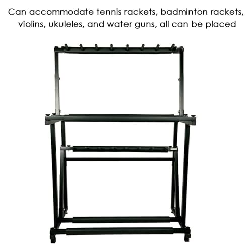 Organizer per attrezzature sportive e scaffale per palline, espositore pieghevole in altezza regolabile con bracci in schiuma per racchette da badminton e altro ancora