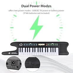 Funien Piano à Clavier électronique 37 Touches Mini Orgue électronique Portable Instrument de Musique 8 Tons 6 rythmes 10 démos avec Sangle de Microphone pour débutants Claviers Piano Double Modes – Image 5