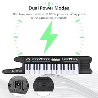 Funien Piano à Clavier électronique 37 Touches Mini Orgue électronique Portable Instrument de Musique 8 Tons 6 rythmes 10 démos avec Sangle de Microphone pour débutants Claviers Piano Double Modes - Les Beatles, Paul McCartney, John Lennon, RIngo Starr, George Harrison Funien Piano à Clavier électronique 37 Touches Mini Orgue électronique Portable Instrument de Musique 8 Tons 6 rythmes 10 démos avec Sangle de Microphone pour débutants Claviers Piano Double Modes – Image 5