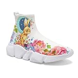 Women’s Athletic Walking Travel Shoes Lightweight Mesh Tennis Sport Sneakers Fashion Art Crane Shoes Casual Tennis Sports Shoes White