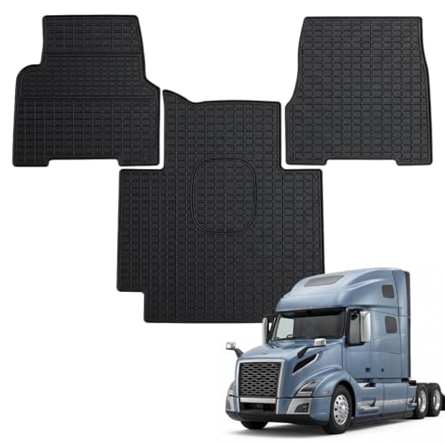 Floor Mats for Volvo VNL 2004-2018 All Weather Waterproof Truck Rubber Floor Liners Anti-Slip Interior Protection Easy to Clean Semi Truck Mats 3PCS