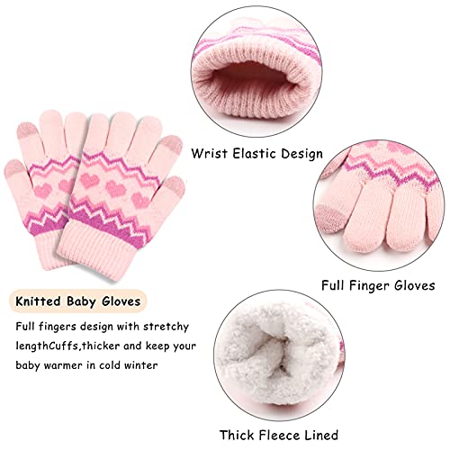 Winter Kids Hat Scarf Glove Set Knit Fleece Lined Beanie Neck Warmer Mittens for Toddler Boys Girls 3-8 Years4