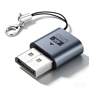 Truhuova DP Dummy Plug 4K DisplayPort Virtueller Display Adapter mit Schlüsselanhänger, EDID Emulator Headless Ghost für Remote Desktop & Server, Grafikkarte Emulator für PC Mac Linux (1 Stück)