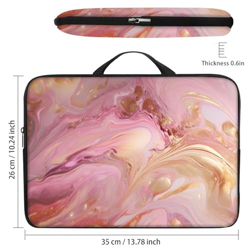 Funda para Laptop 13 Pulgadas con Asa Oro y Rosa Mármol miniatura 3