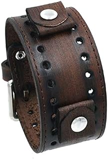 Nemesis FSB-B Distressed Wash Out Brown Wide Leather Cuff Wrist Watch B