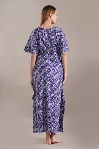Image of Onekbhalo Women's Cotton Floral Kaftan Nighty Maxi Gown (OK Free Size)