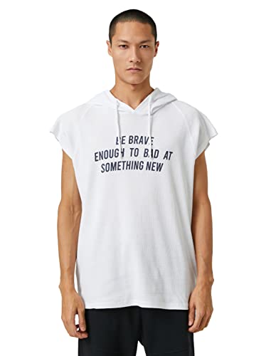 Camiseta con capucha hombre Koton deportiva sin mangas de gran tamaño negra