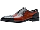 comprar zapatos oxford bicolor hombre  Hombre Bicolor Oxford Cuero Cap Toe Brogue Plano Casual Formal Zapatos de Cordones Marrón 41 EU