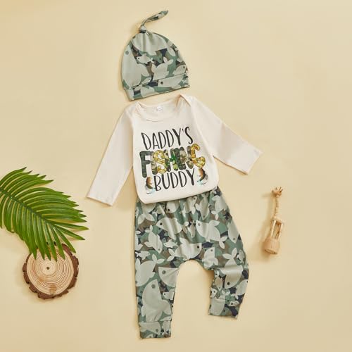 Image of Amnnchya Newborn Baby Boy Clothes Fishing Short Sleeve Romper Shirt Tops Pants Summer Spring Outfits Cute Hat Set
