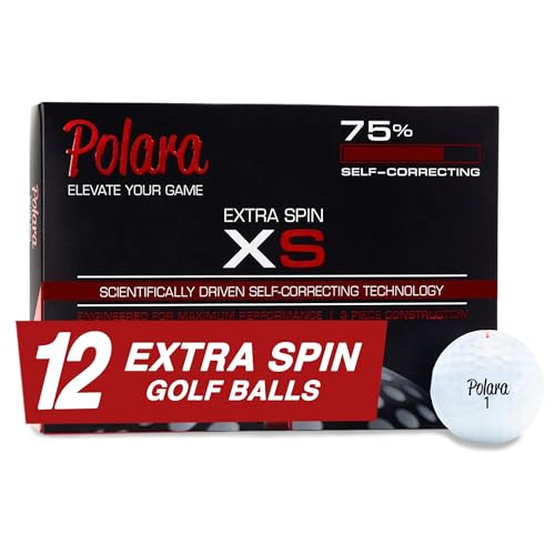 Polara Golf Self-Correcting Golf Balls – Soft Feel, Anti-Slice & Hook Correction Technology, Exceeds USGA Limits, Dimple Pattern, High-Performance Balls for Men & Women – Extra Spin, 12 Pack, White