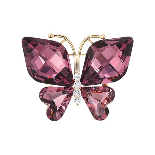 Image of Rhinestone Butterfly Brooch Pin for Women Clear Crystal Insect Colorful Birthstone Cartoon Brooches Lapel Pins Dress Accessories Elegant Christmas Theme Party Animal Jewelry