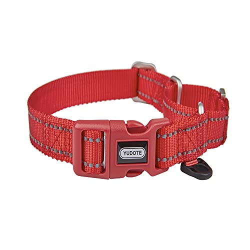 YUDOTE Reflektierende Martingale Hundehalsbänder,ausbruchsicheres Anti-Zug-Trainingshalsband mit Sicherheits-Schnellverschluss für schmale Kopfhunde erleichtern das Gehen,Mittel,Rot