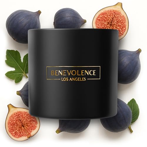 Benevolence LA 3 Wick Candle, Fig Tree Large Christmas Scented Candles | Soy Candles | Holiday Candle Gifts for Women and Men | Home Fragrance | Aromatherapy | Bathroom Freshener 14.5 Oz, 45 Hour Burn