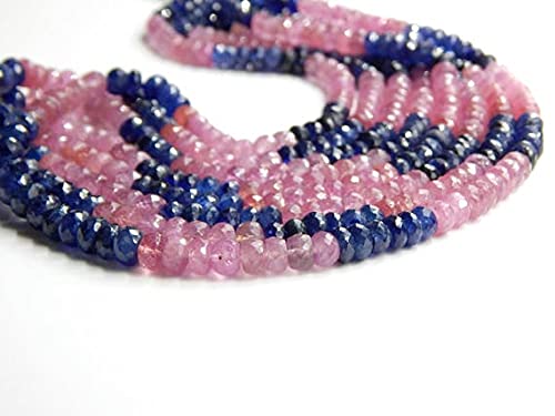 Perles saphir multicolore facetté de taille 6x4 mm naturelles sur fil de 9 pouces
