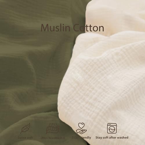 Image of guruixu Muslin Baby Lounger Cover 2 Pack, 100% Cotton Infant Lounger Cover, Soft & Breathable Replacement Slipcover, Compatible with Snuggle Me Newborn Lounger (Olive,Olive Check)