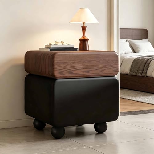 Asiwnshw Mesita de Noche pequeña de Estilo rústico, cómoda, Organizador de Almacenamiento, Mesa Auxiliar Bohemia, mesitas de Noche de Madera para recibidor, Dormitorio(A,45 * 40 * 50CM)