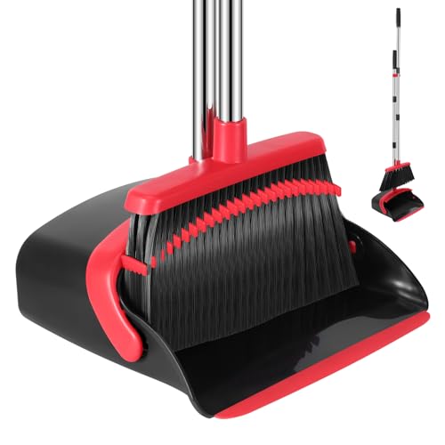 image for NACENA Broom and Dustpan Set, 52-in Long Adjustable Handle Broom Dustp