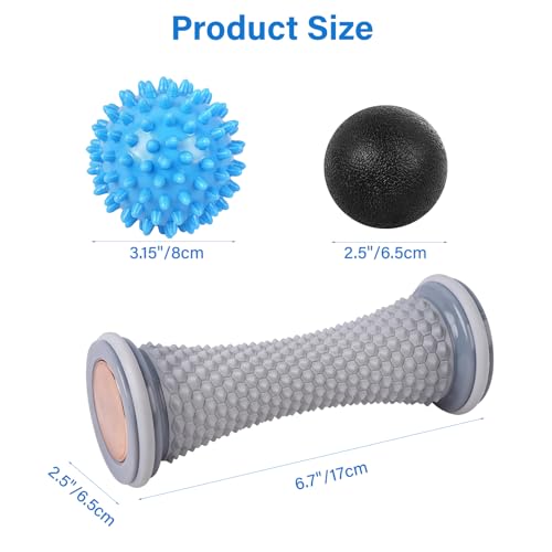 Image of WOVTE Massage Lacrosse Ball for Sore Muscles, Shoulders, Neck, Back, Foot, Body, Deep Tissue, Trigger Point, Muscle Knots, Yoga and Myofascial Release (Blue) (Gray Blue Black)