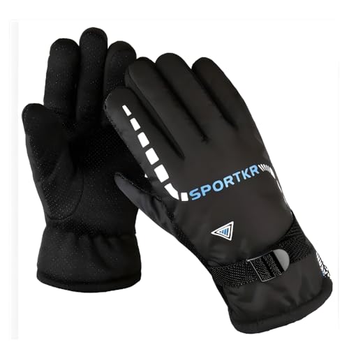 Image of K D Full Finger Winter Gloves for Men & Women with Fur Inside | Warm, Windproof, Waterproof, Scratch-Proof Thermal Gloves | Anti-Slip Grip | Ideal for Biking, Riding & Cold Weather (Black)